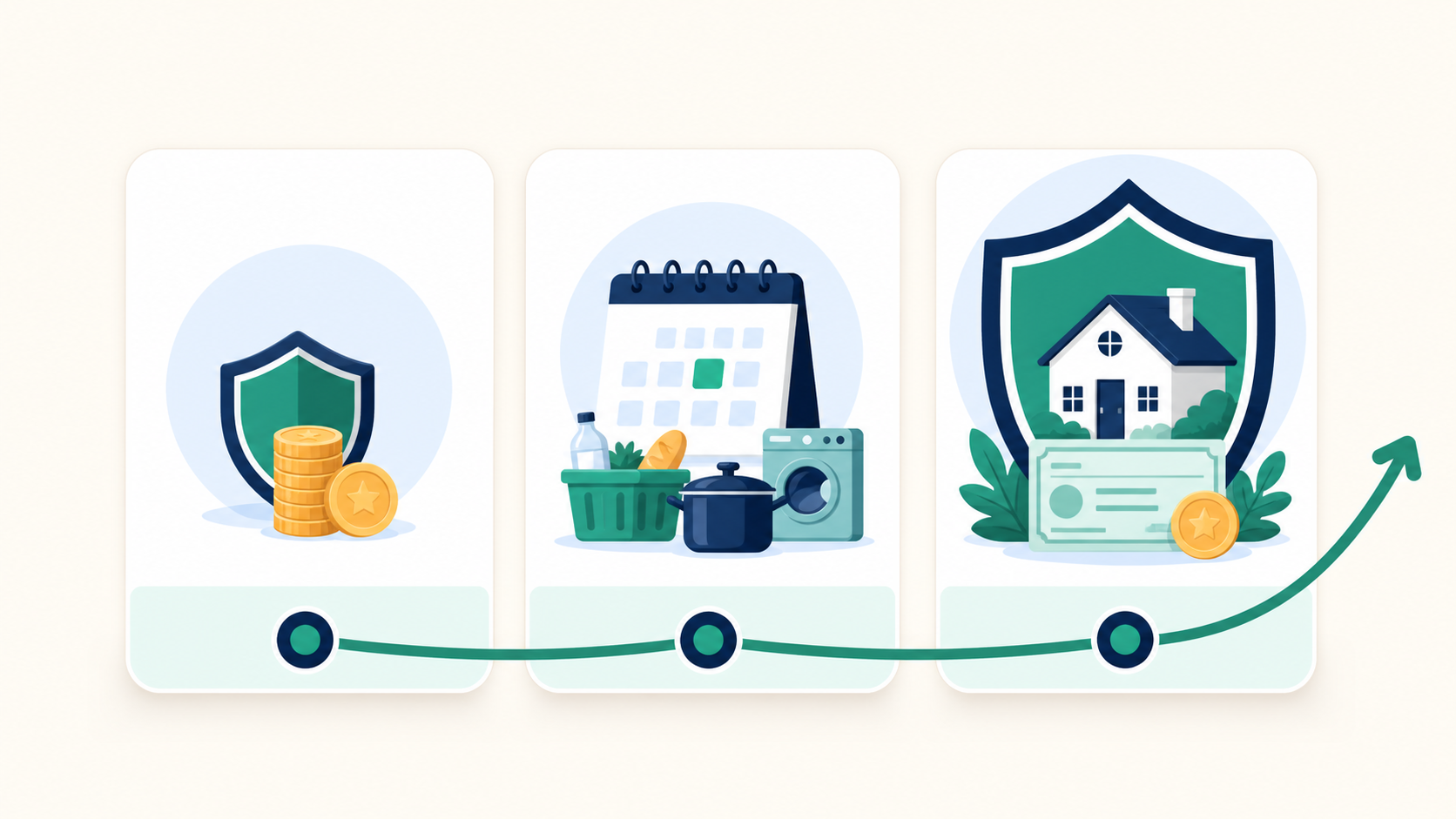 Emergency fund stages from starter savings to essential expenses and an expanded reserve