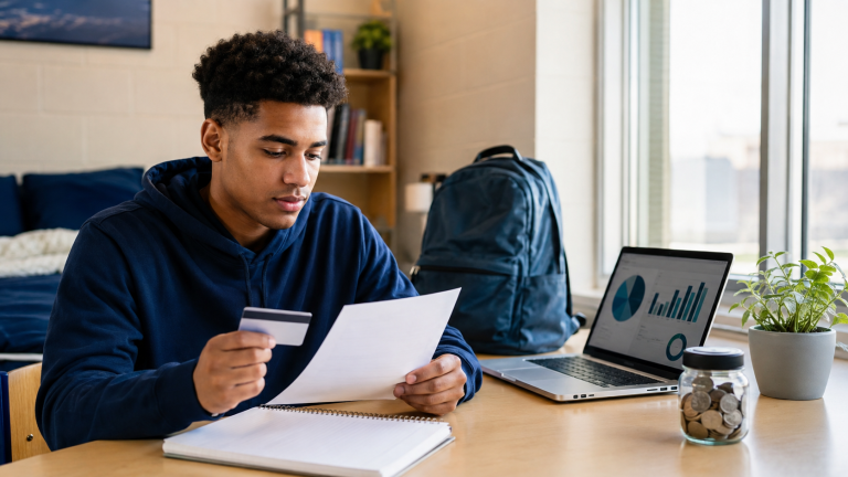 College student building credit with a budget and credit card