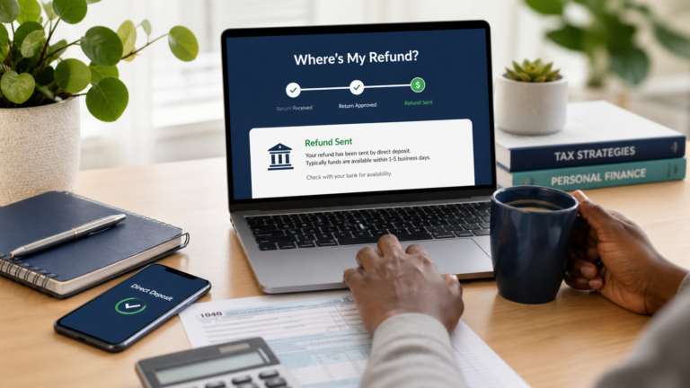 Taxpayer using Where's My Refund to track an IRS tax refund