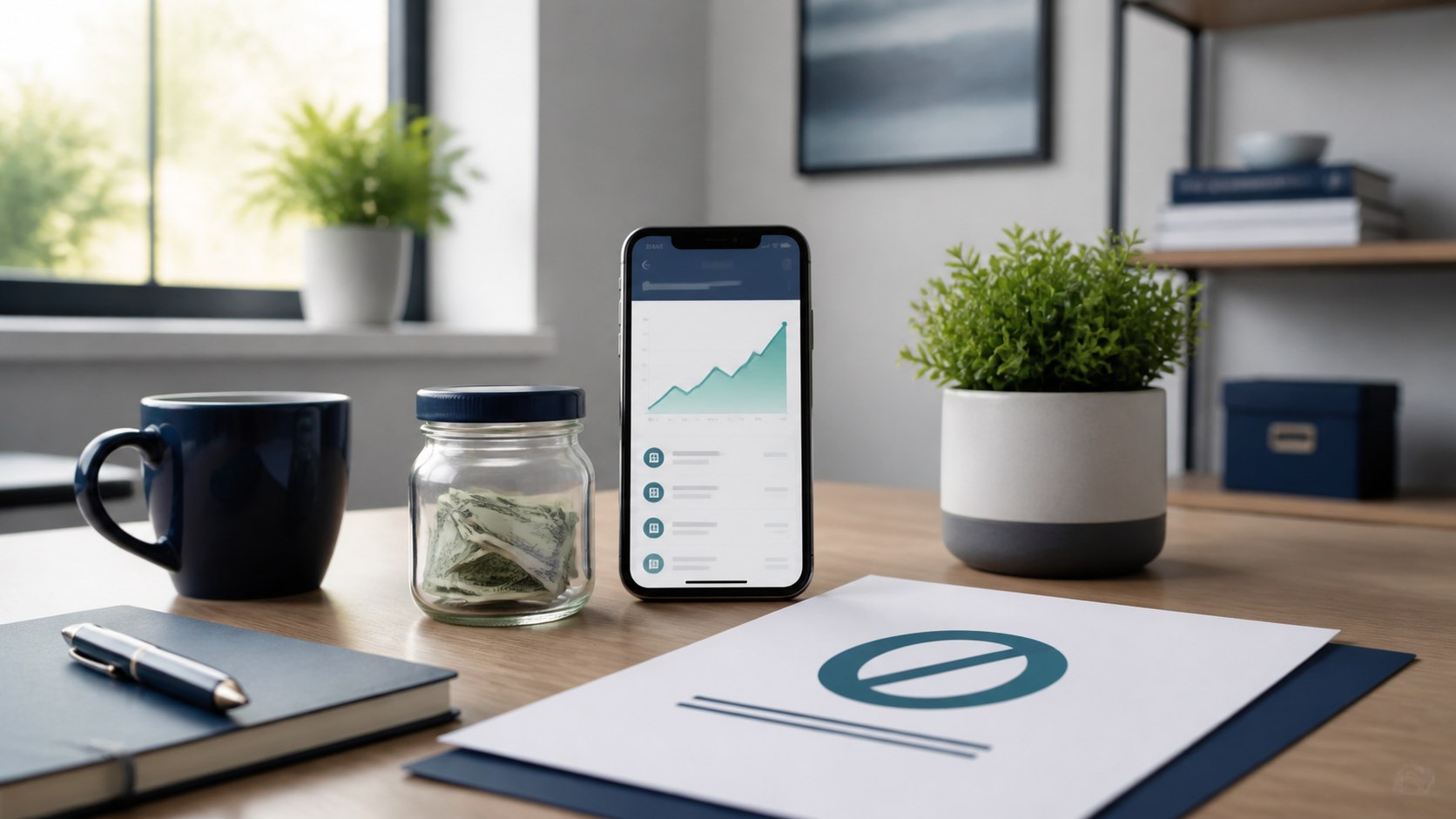 High-yield savings accounts with no monthly fee shown with a savings jar and banking app