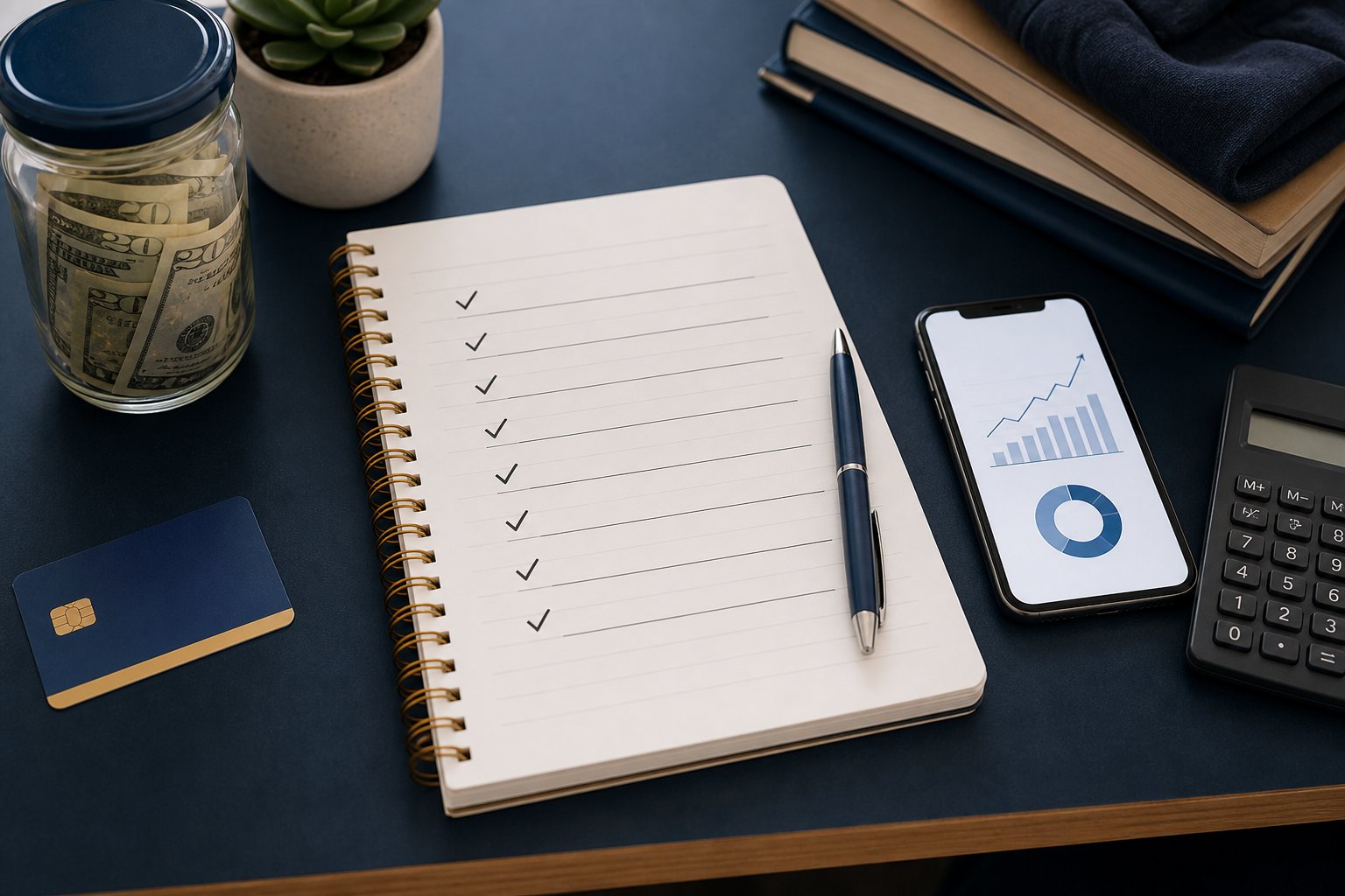 Checklist and savings jar for students comparing high-yield savings accounts