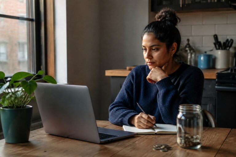Person planning how to start investing on a low income at a kitchen table