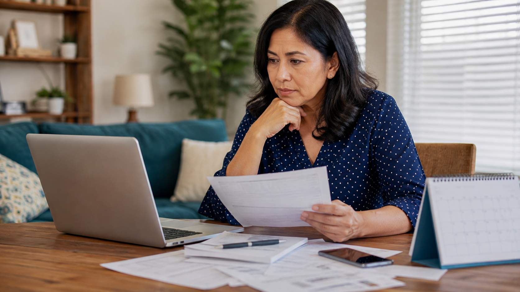 Taxpayer reviewing information about tax refund delays at home